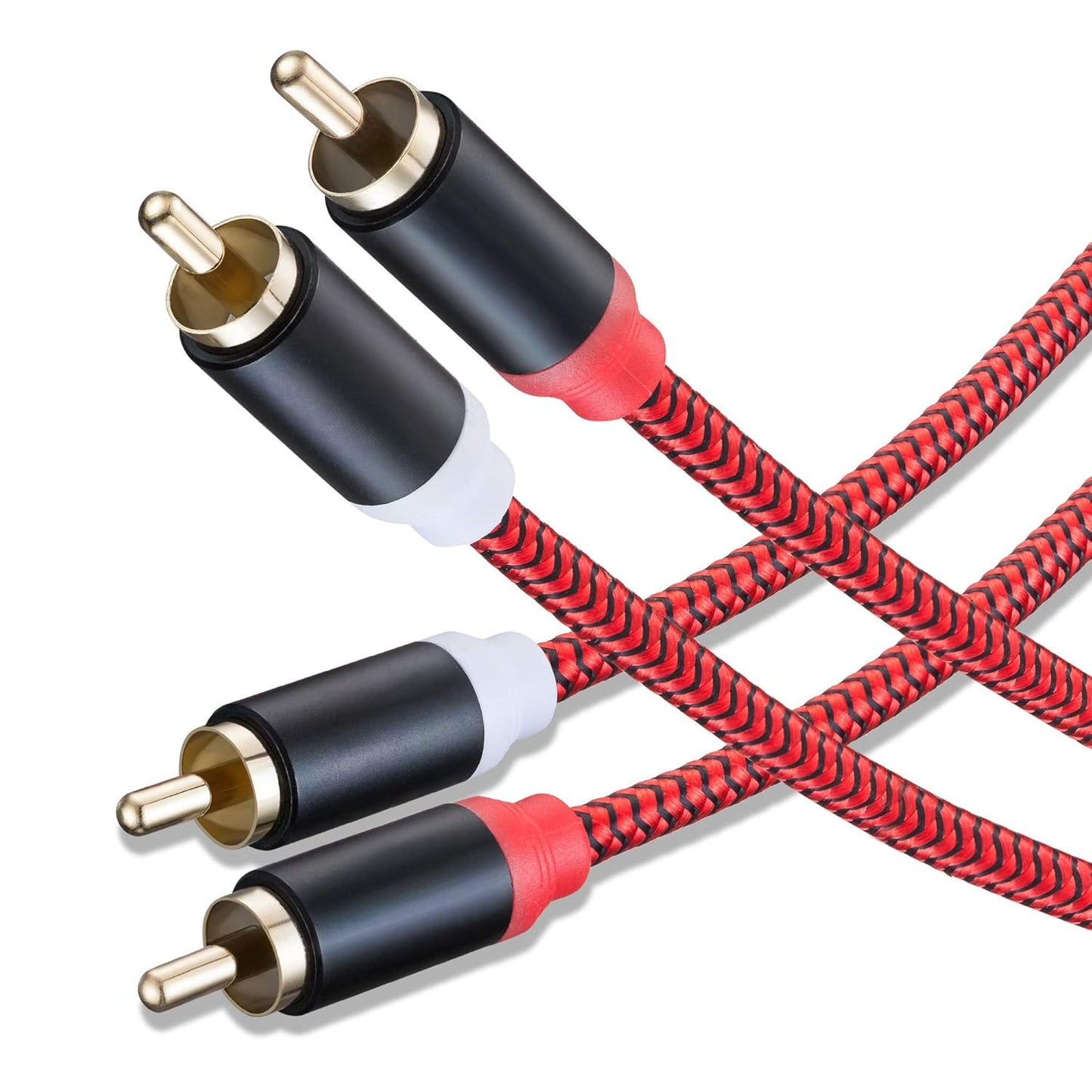 RCA Cable 40Ft,2Rca Male to 2-RCA Male Audio Stereo Subwoofer Cable [Hi-Fi Sound] Nylon-Braided Auxiliary Audio Cord for Home Theater, HDTV, Amplifiers, Hi-Fi Systems,Speakers and etc(40Ft/12M)