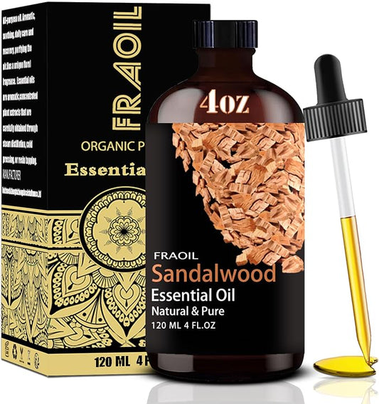 Sandalwood Essential Oil, Sandalwood Oil 4 Fl Oz 120ML for Diffuser Humidifier Yoga Cleaning DIY Candle Soap Making Essential Oils