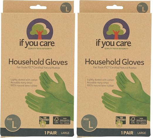 If You Care Latex Gloves,Large – – For Gardening,Dishwashing,Cleaning Kitchen and Bathroom-– 100% Cotton Lined,Reusable for Women and Men,Green,(Pack of 2)