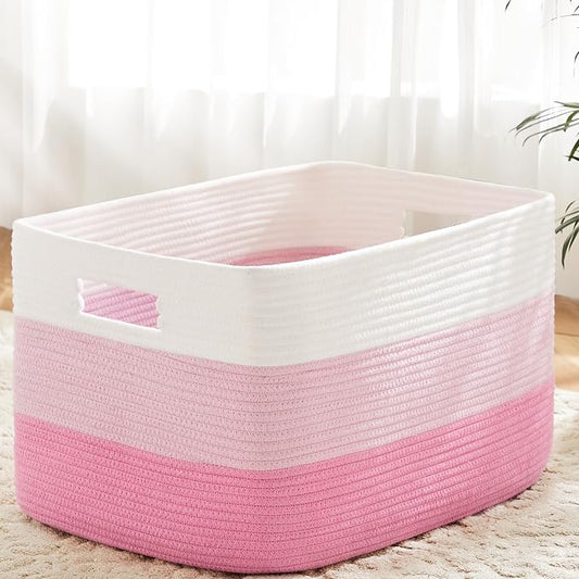 Artfeel Blanket Basket,Rectangle Woven Baskets for Storage,65L Laundry Basket for Decorative Nursery Blanket,Toys,Dirty Clothes and Magazine in Shelves,Baby Room,and Living Room
