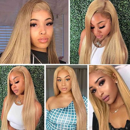 Fabimiya 26 28 30 Inch Human Hair Bundles Honey Blonde 27# Straight Bundles Human Hair 100% Unprocessed Soft Sewn In Hair with Double Weft for Black Women