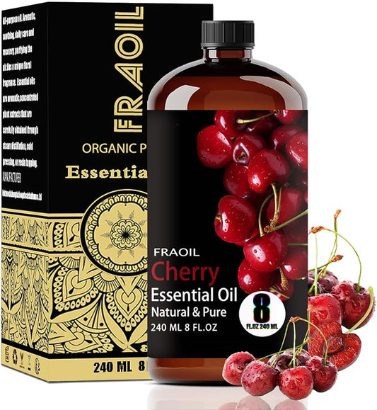 Cherry Essential Oil, Cherry Oil 8 Fl Oz 240ML for Diffuser Humidifier Yoga Cleaning DIY Candle Soap Making Perfume Gift for Women Essential Oils FRAOIL (Cherry 8 Fl Oz (Pack of 1))