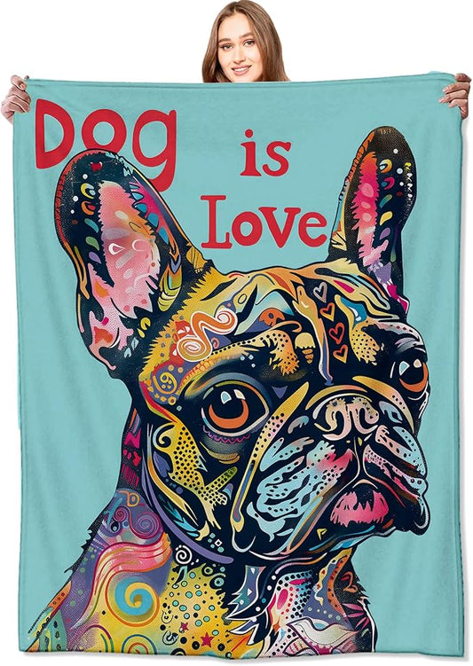 French Bulldog Blanket Pop Art Dog Throw Blankets,Birthday Gifts for Kids Adult Women & Pet Lovers,Lightweight Soft Fleece,for Sofa Couch Bed Room Farmhouse Art Decor 50x60in