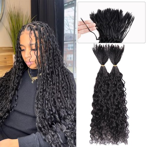 Pre-Divided Human Braiding Hair for Boho Braids Water Deep Wave Human Hair Bulk for Braiding Curly Human Hair for Boho Locs Boho Crochet Braids Human Hair Extensions (1B, 22"-320Strands)