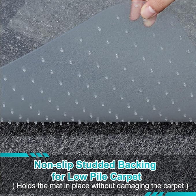 BesWin Office Chair Mat for Carpeted Floors, 46'' x 96'' Large Desk Chair Mat for Low Carpets, Premium Quality Hard Carpet Protector for Work, Home, Gaming, Easy Glide and Flat Without Curling