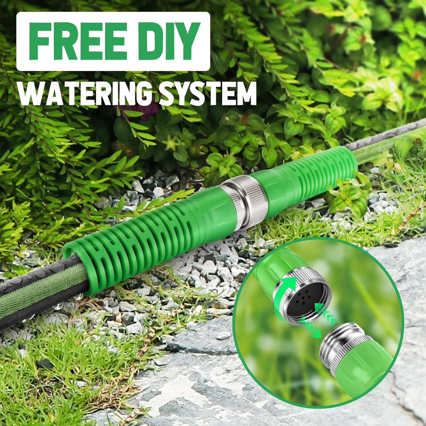 Flat Soaker Hose 200FT for Garden and Lawns, 80% Water-Saving Drip Irrigation Hose with Anodized Aluminum Ends, Flexible Leakproof Double Layer Gardening Hoses(50FT X 4Pack) ﻿