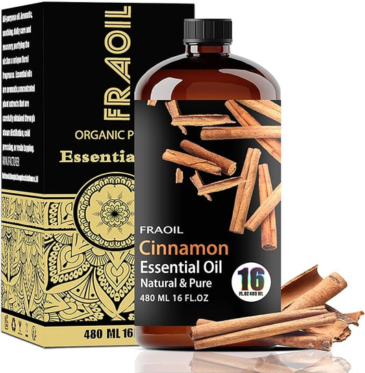 Cinnamon Essential Oil, Cinnamon Oil 16 Fl Oz 480 ML for Diffuser Humidifier Yoga Cleaning DIY Candle Soap Making Perfume Gift Essential Oils
