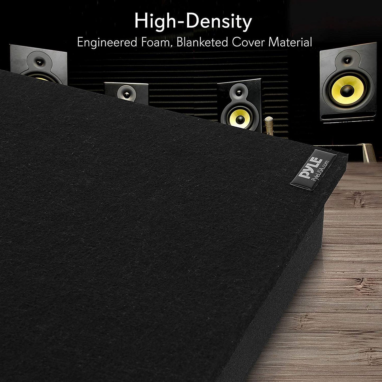 Pyle Sound Dampening Speaker Riser Foam - Audio Acoustic Noise Isolation Platform Pads Recoil Stabilizer w/ Rubber Base Pad For Studio Monitor, Subwoofer, Loud Speakers - PSI15 (15 x 15 x 1.8 Inch)