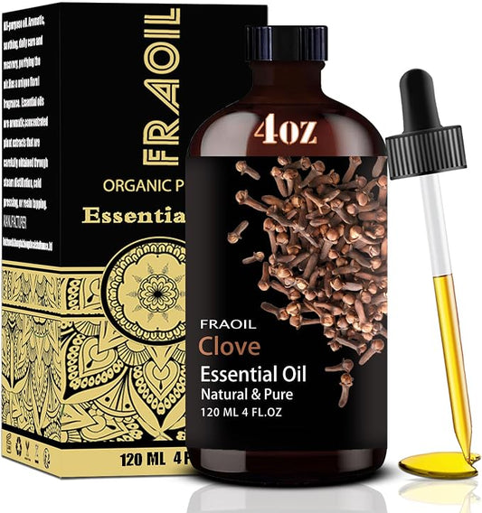 Clove Essential Oil, Clove Oil 4 Fl Oz 120ML for Diffuser Humidifier Yoga Cleaning DIY Candle Soap Making Essential Oils