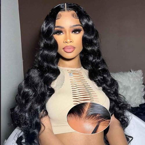UWLK 4x4 Glueless HD Lace Closure Wig Human Hair Body Wave Lace Closure Wigs Human Hair Pre Plucked Wear And Go Body Wave Wig Human Hair 26 Inch