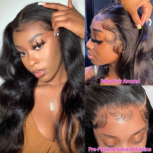 HANGFIRST 20 Inch 13x6 Body Wave Lace Front Wigs Human Hair Pre Plucked 180% Density HD Transparent Lace Frontal wig For Women Body Wave Wigs With Baby Hair
