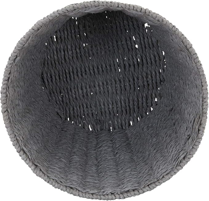 Household Essentials Woven Waste Basket, Gray Paper Rope Waste Bin for Bathroom, Bedroom, Office