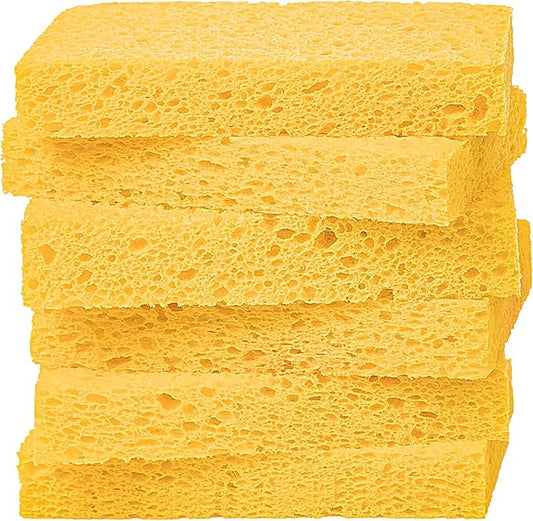 Cellulose Sponges,Heavy Duty Scrub Kitchen Sponge,Clean Tough Messes Without Scratching Sponges Kitchen,Pop Up Eco Sponges DIY Orange (6 Pack)