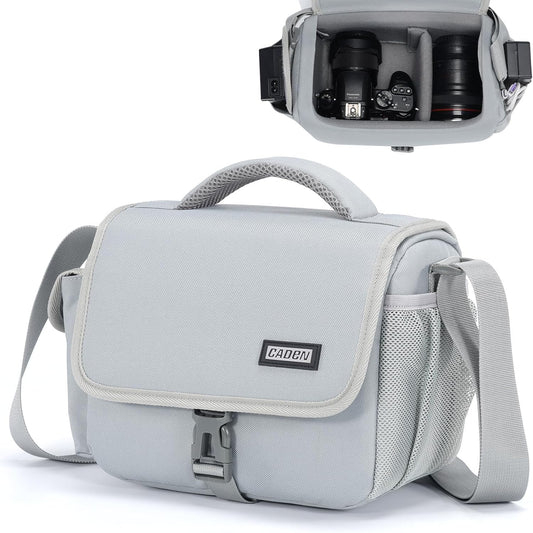 CADeN Camera Bag Case Shoulder Crossbody Bag Compatible for Nikon, Canon, Sony, DSLR SLR Mirrorless Cameras and Lenses (1.0 Grey, Small)