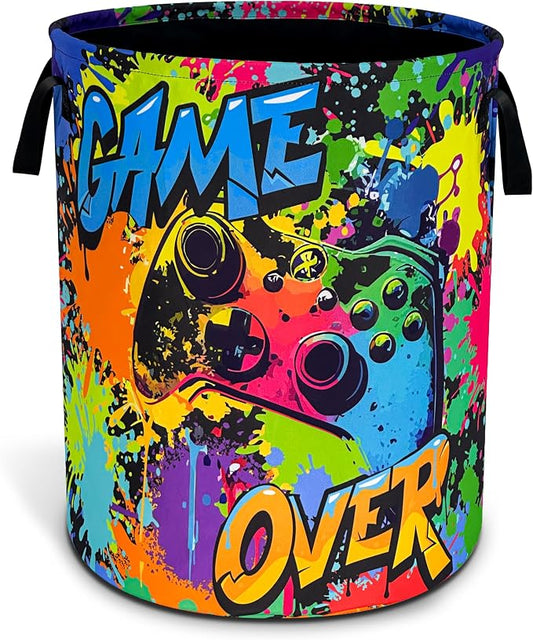Game Joystick Laundry Basket Gamepad Oxford Cloth Laundry Hamper Funny With Handle Foldable Portable Clothes Storage Basket 18.9 X 16.5 In Storage Bag For Laundry Room/Bathroom/Bedroom/Dormitories