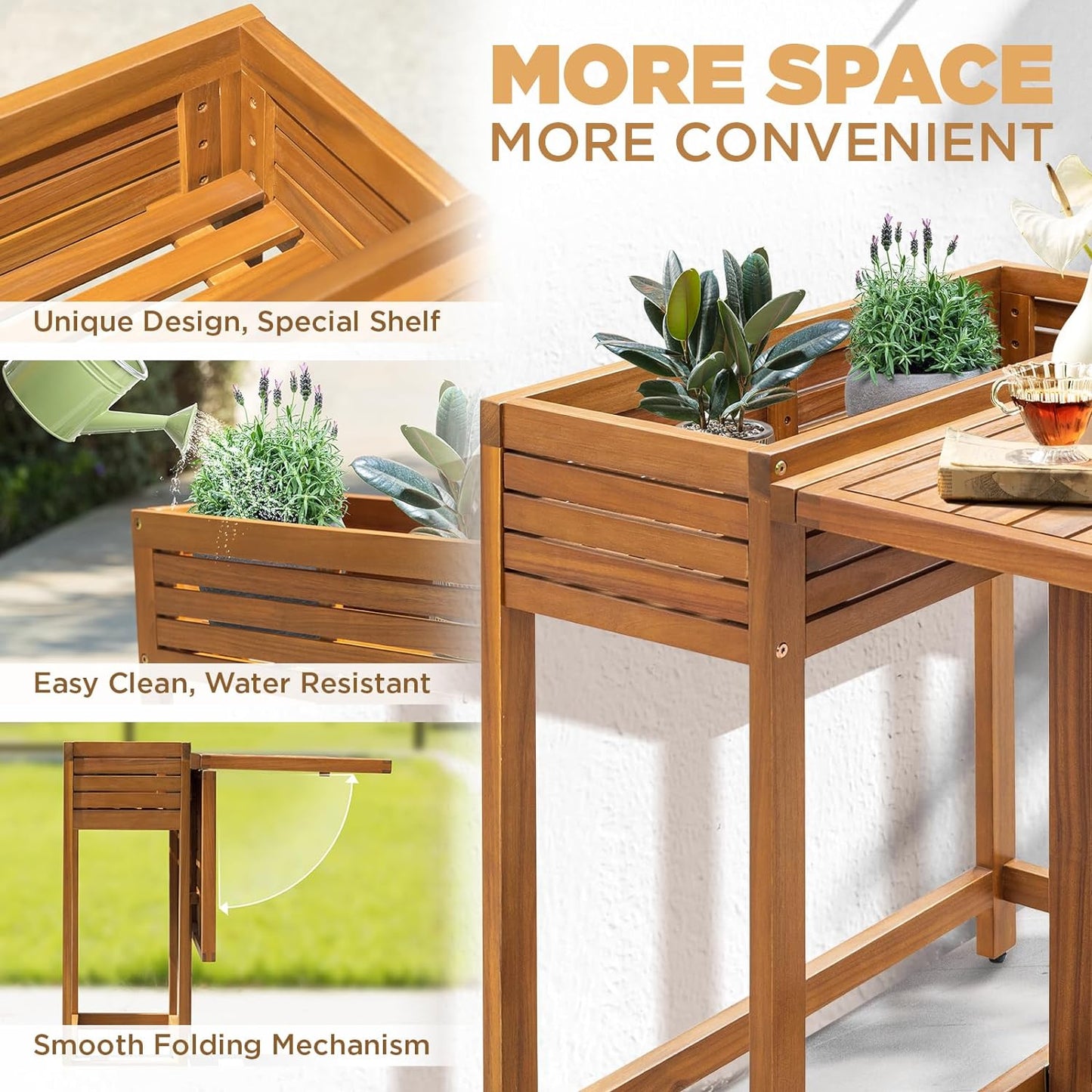 IDZO Flower Shelf Table Design Heavy Duty 400lbs Capacity Patio Bistro Set 3 Piece Outdoor