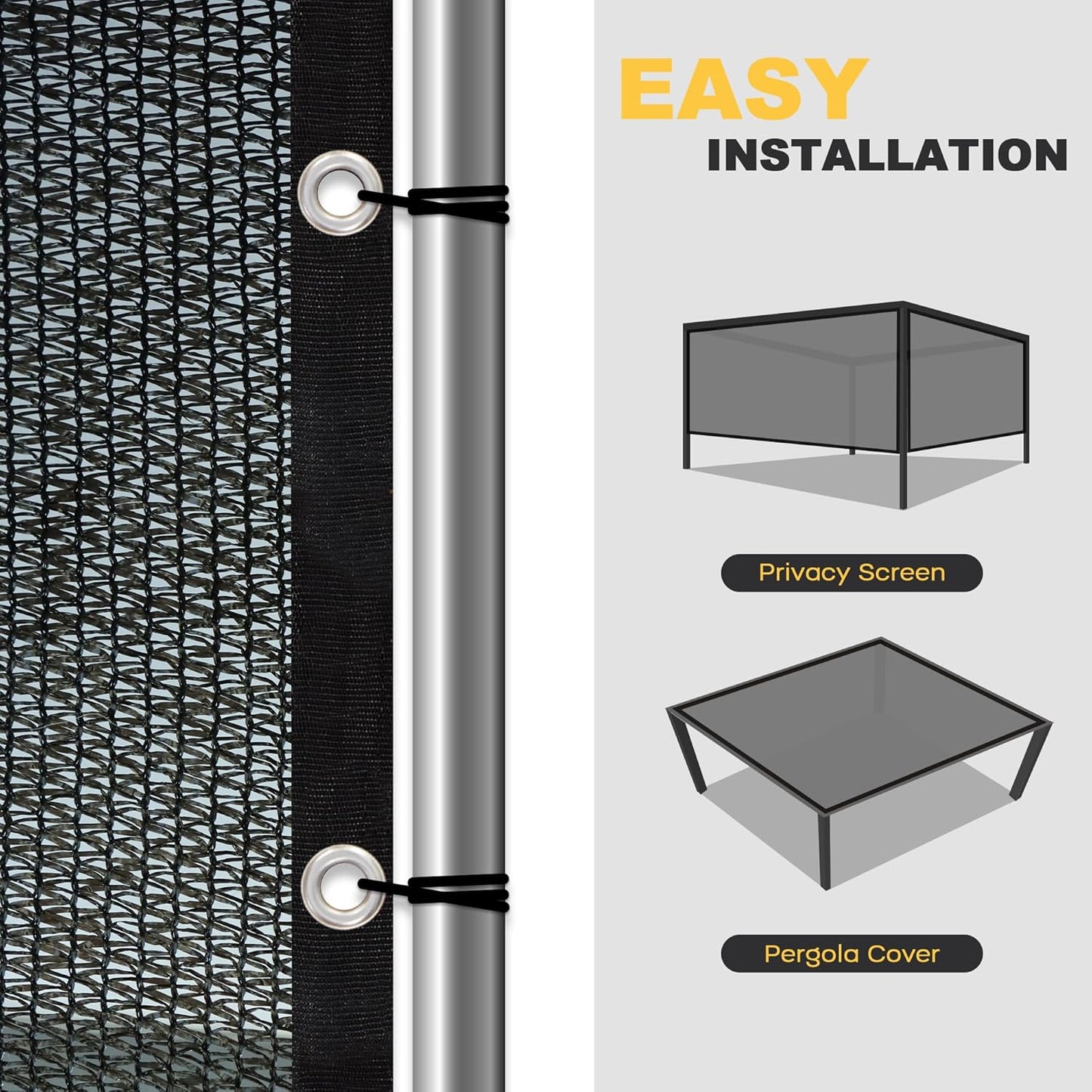 VICLLAX 90% Shade Cloth, 8x18FT Durable Black Mesh Trap with Every 3 FT Grommet, Sun Shade Fabric Netting for for Plants Cover, Greenhouse, Chicken Coop, Barn Kennel, Garden Patio