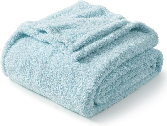 Exclusivo Mezcla Fleece King Size Bed Blanket, Ultra Soft, Lightweight and Fuzzy Stone Blue Blanket for Women, Home Decor, 90x104 Inches