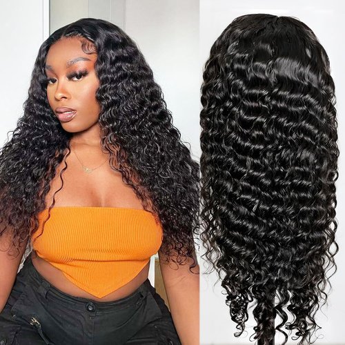 UWLK Deep Wave Lace Front Wigs Human Hair Pre Plucked 200 Density 13x6 HD Lace Frontal Wig for Women Wet and Wavy Lace Front Wigs Human Hair 20 Inch