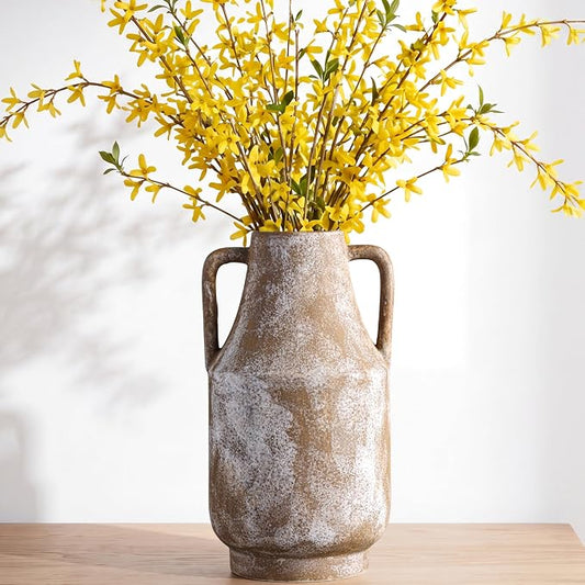 Ceramic Flower Vase, 10.7in Farmhouse Table Rustic Vases, Small Flower Terracotta Vases for Home Decor, Living Room,Table, Handcrafted (Terracotta)