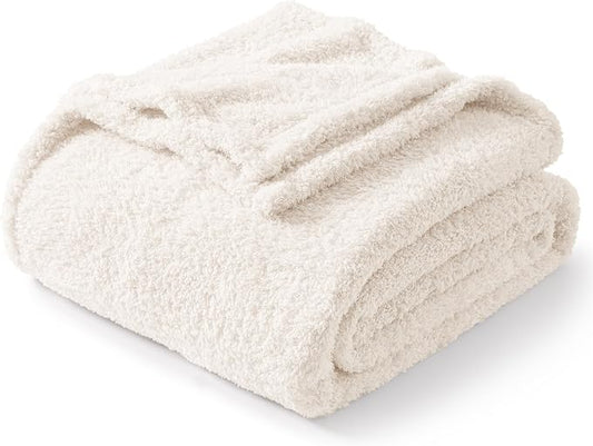 Exclusivo Mezcla Fleece Bed Blankets Queen Size, Ultra Soft, Lightweight and Fuzzy White Blanket for Women, Home Decor, 90x90 Inches