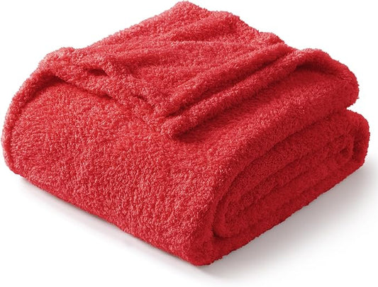 Exclusivo Mezcla Fleece Bed Blankets Queen Size, Ultra Soft, Lightweight and Fuzzy Red Blanket for Women, Home Decor, 90x90 Inches
