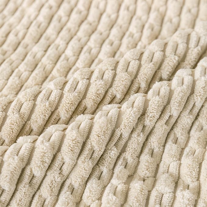 Set of 4 Beige Decorative Throw Pillow Covers 20x20 Inch Corduroy Pillow Covers for Bed Couch Sofa Living Room Soft Square Cushion Cases