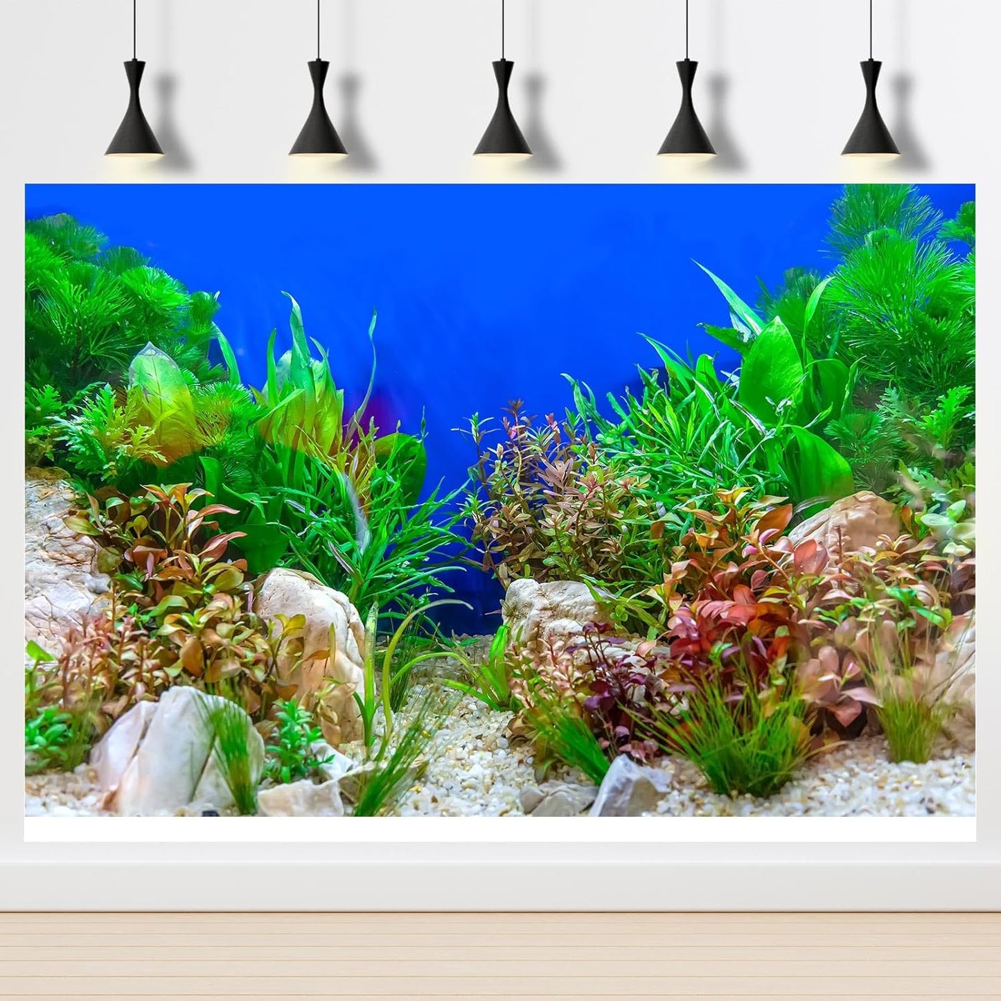 Aquarium Background Green Aquatic Plant Stone River Bed and Lake Fish Tank Background Decor Underwater Grass Leaves with Pebble Aquarium Backdrop Perfect Fish Tank Decors Vinyl 48x24in