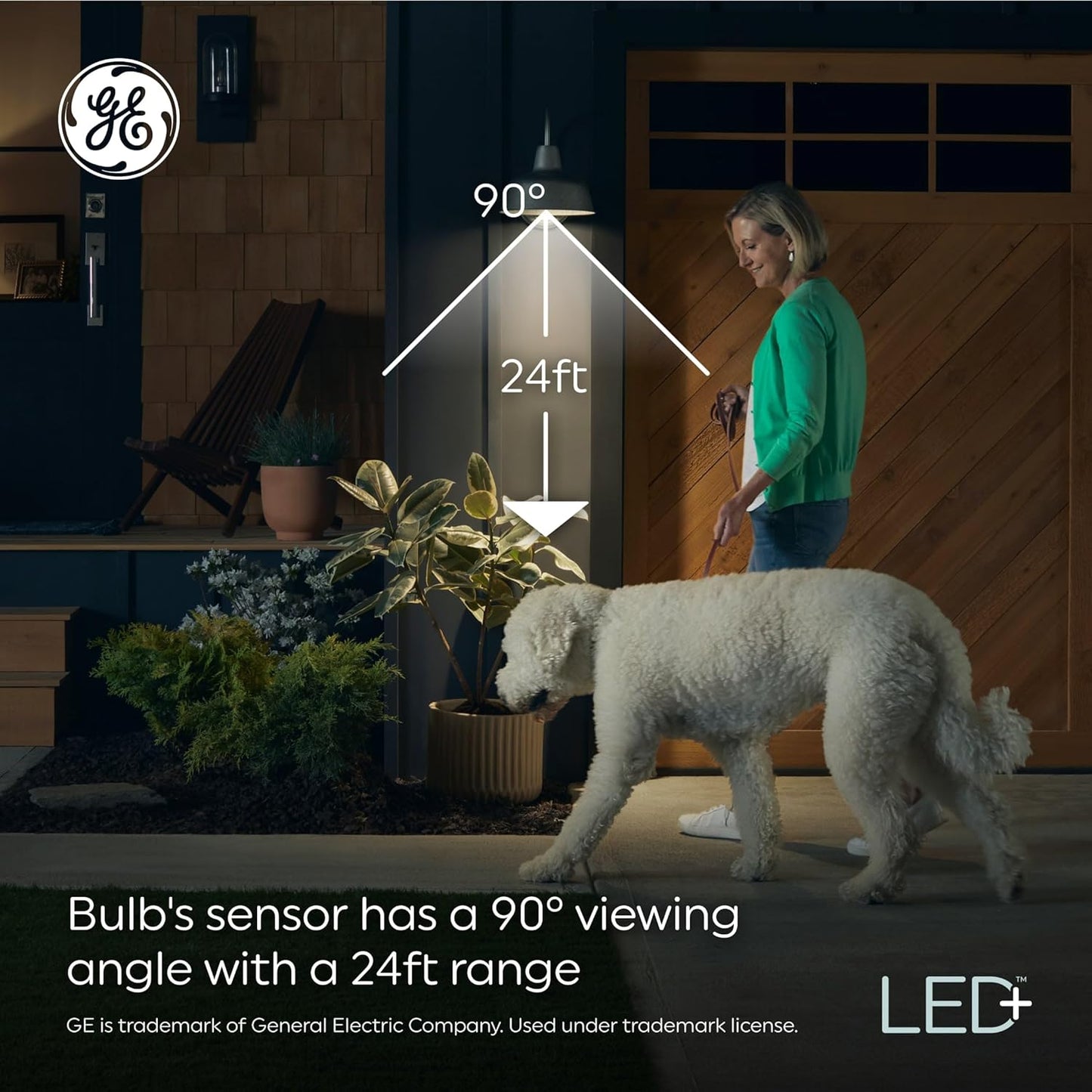 GE LED+ Motion Sensor LED Light Bulbs, 12W, Outdoor Security Lights, Daylight, A21 (2 Pack)
