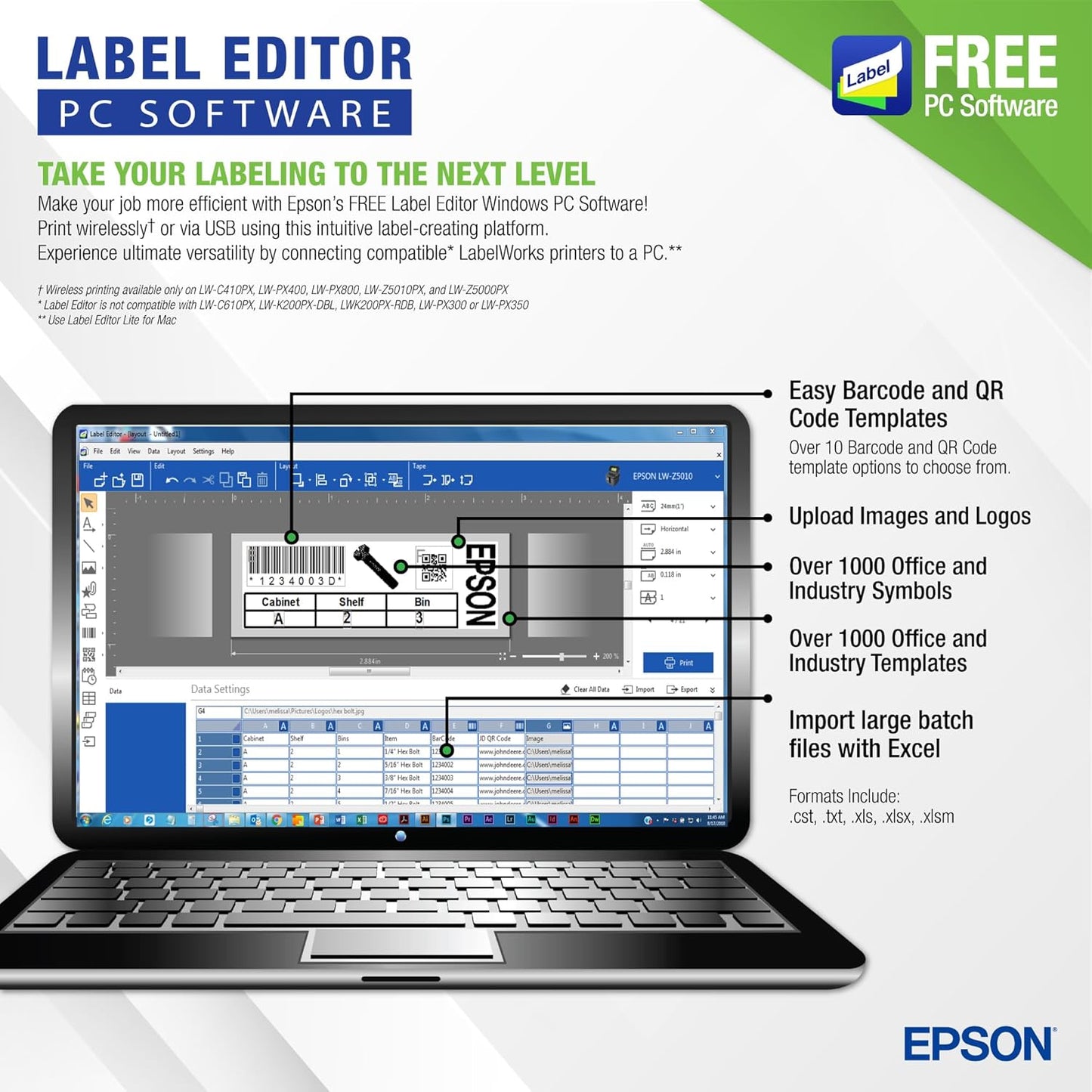 LABELWORKS Epson LW-PX700 Industrial Label Maker Kit - Compatible with Large Variety of Tape Types, Portable Handheld Label Printer