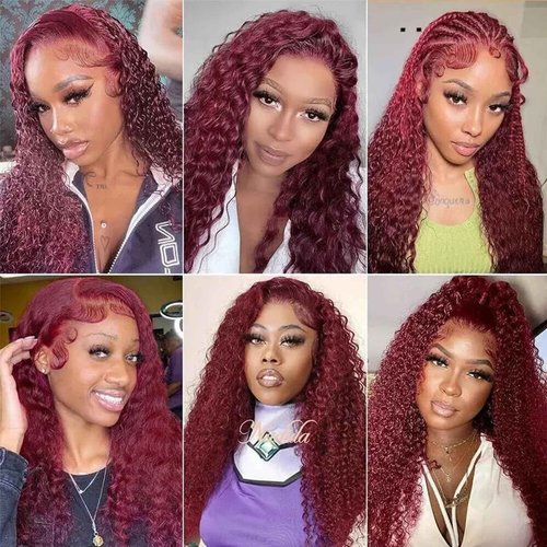 Fabimiya Human Hair Bundles Burgundy 99J Jerry Curly 14 16 18 Inch Bundles Human Hair 100% Unprocessed Burgundy Soft Sewn In Hair with Double Weft for Black Women