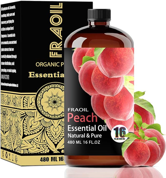Peach Essential Oil, Peach Oil 16 Fl Oz 480 ML for Diffuser Humidifier Yoga Cleaning DIY Candle Soap Making Perfume Gift for Women Essential Oils FRAOIL (Peach 16 Fl Oz (Pack of 1))