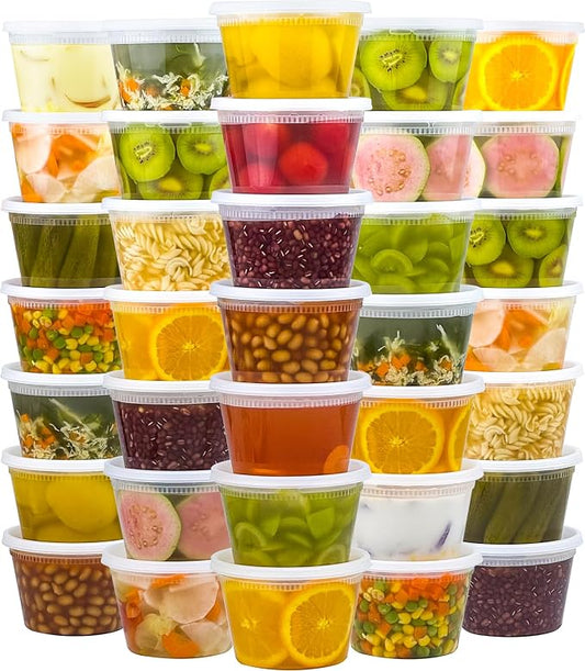 Dealusy 50 Set 16 oz Deli Containers with Lids, Leak-Proof BPA Free Plastic Take Out Bowls, Food Storage Containers for Takeout Meal Prep Storage, Freezer, Microwave & Dishwasher Safe