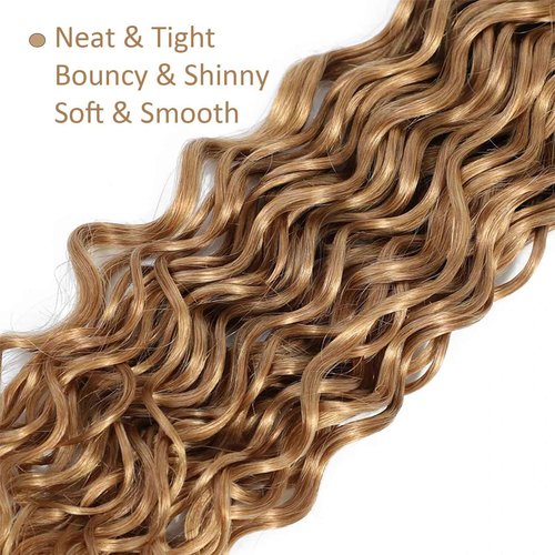 Habiliana Bundles Human Hair 24 26 28 Inch Water Wave Brown 27 Human Hair Bundles 11A Unprocessed Brazilian Virgin Quick Weave Hair Extensions for Black Women