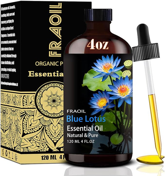 Blue Lotus Essential Oil, Blue Lotus Oil 4 Fl Oz 120ML for Diffuser Humidifier Yoga Cleaning DIY Candle Soap Making Essential Oils