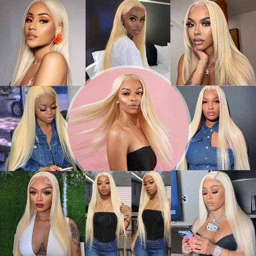 Myecool 613 Lace Front Wig Human Hair 13×4 Straight 613 HD Lace Frontal Human Hair Wigs for Women Pre Plucked Bleached Knots With Baby Hair (22Inch, 150% Density Blonde Wig)