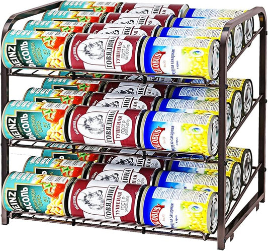 3 Tier Stackable Can Rack Organizer,for food storage,kitchen cabinets or countertops,Storage for 36 cans,Bronze