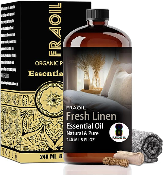Fresh Linen Essential Oil 8 Fl Oz 240ML for Diffuser Humidifier Yoga Cleaning DIY Candle Soap Making Perfume Gift for Women FRAOIL (Fresh Linen 8 Fl Oz (Pack of 1))