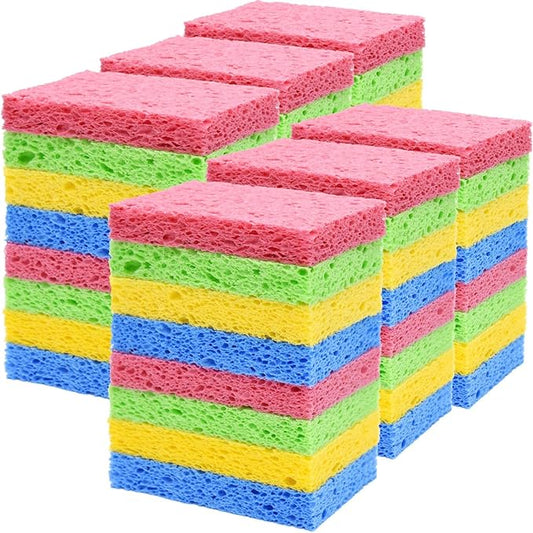 YoleShy 48 Pack Sponges Kitchen Natural Compressed Cellulose Sponges Durable Dish Sponge for Cleaning & DIY Reusable
