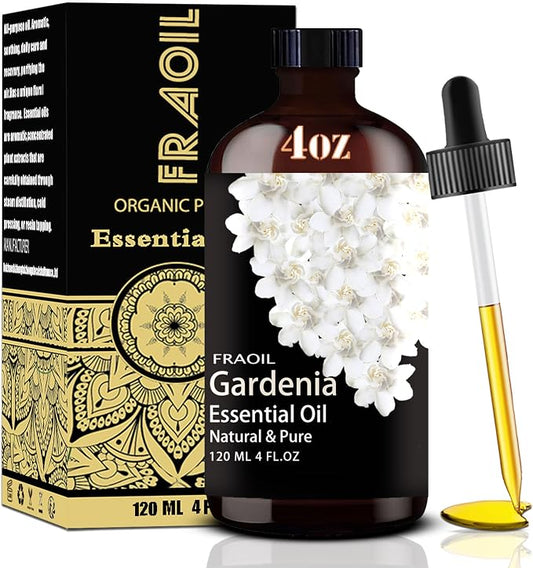 Gardenia Essential Oil, Gardenia Oil 4 Fl Oz 120ML for Diffuser Humidifier Yoga Cleaning DIY Candle Soap Making Perfume Gift for Women Essential Oils FRAOIL (Gardenia 4 Fl Oz (Pack of 1))