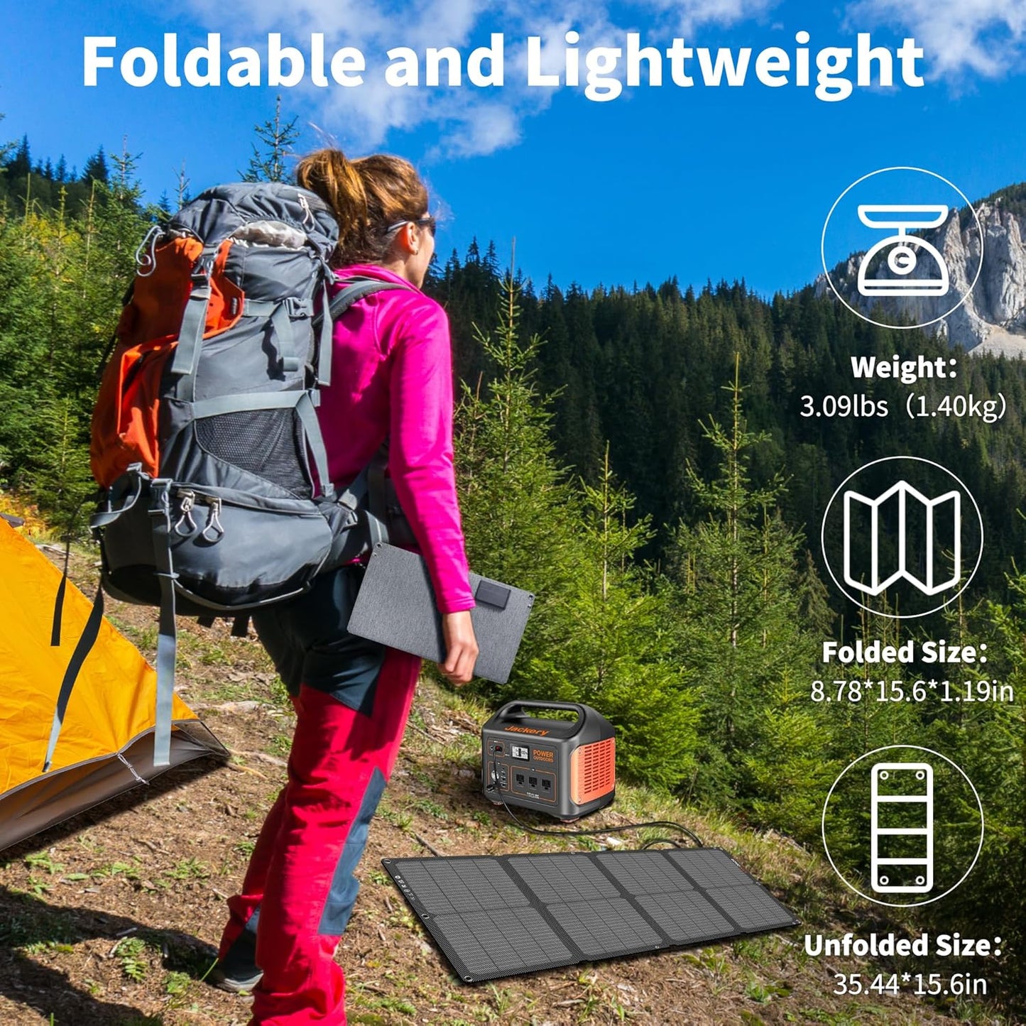 N-Type 16BB 60W Portable Solar Panels NextGen Foldable Solar Panel Charger Kit 25% Efficiency with DC USB-C USB-A Output ETFE IP68 Waterproof Solar Panel for Travel Outdoor Camping RV Trip