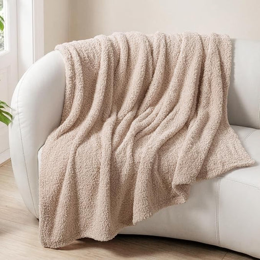Exclusivo Mezcla Fleece Camel Throw Blanket for Couch Sofa, Ultra Soft, Lightweight and Fluffy Blankets for Women, All Season, 50x60 Inches