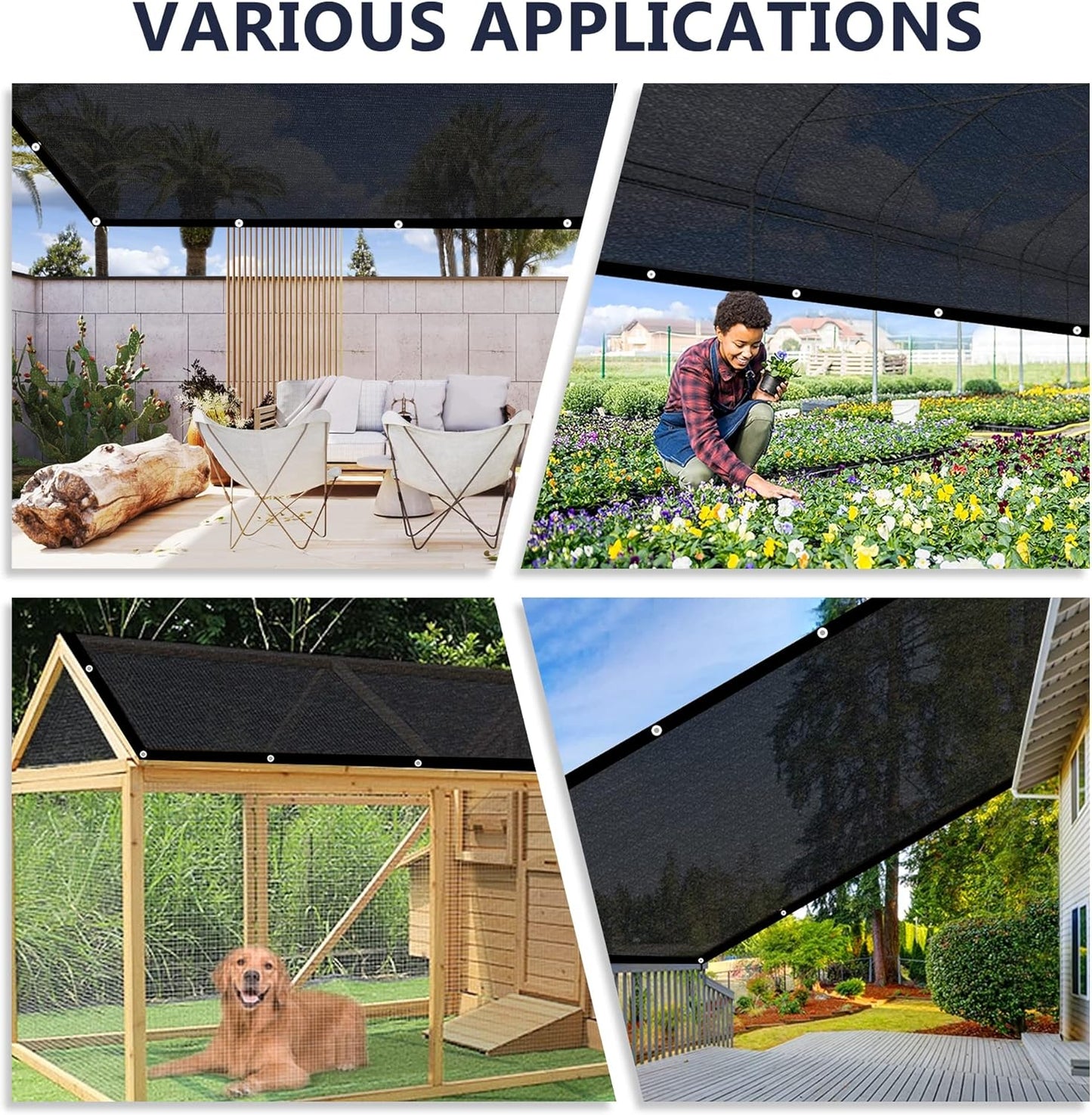 VICLLAX 70% Shade Cloth, 13x21FT Durable Black Mesh Trap with Every 3 FT Grommet, Sun Shade Fabric Netting for for Plants Cover, Greenhouse, Chicken Coop, Barn Kennel, Garden Patio