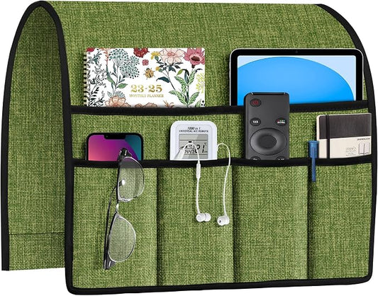Joywell Armrest Organizer Remote Holder for Recliner Armchair Caddy Couch Sofa Arm Chair Caddie with 6 Pocket Storage for Magazine, iPad, Phone, Macaw Green