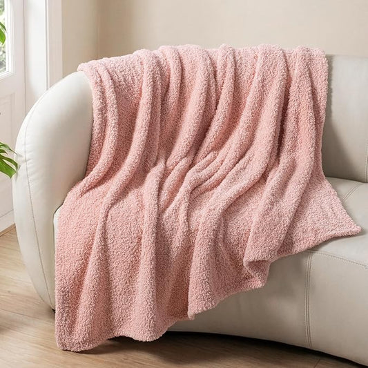 Exclusivo Mezcla Fleece Dusty Pink Throw Blanket for Couch Sofa, Ultra Soft, Lightweight and Fluffy Blankets for Women, All Season, 50x60 Inches