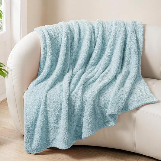 Exclusivo Mezcla Fleece Stone Blue Throw Blanket for Couch Sofa, Ultra Soft, Lightweight and Fluffy Blankets for Women, All Season, 50x60 Inches