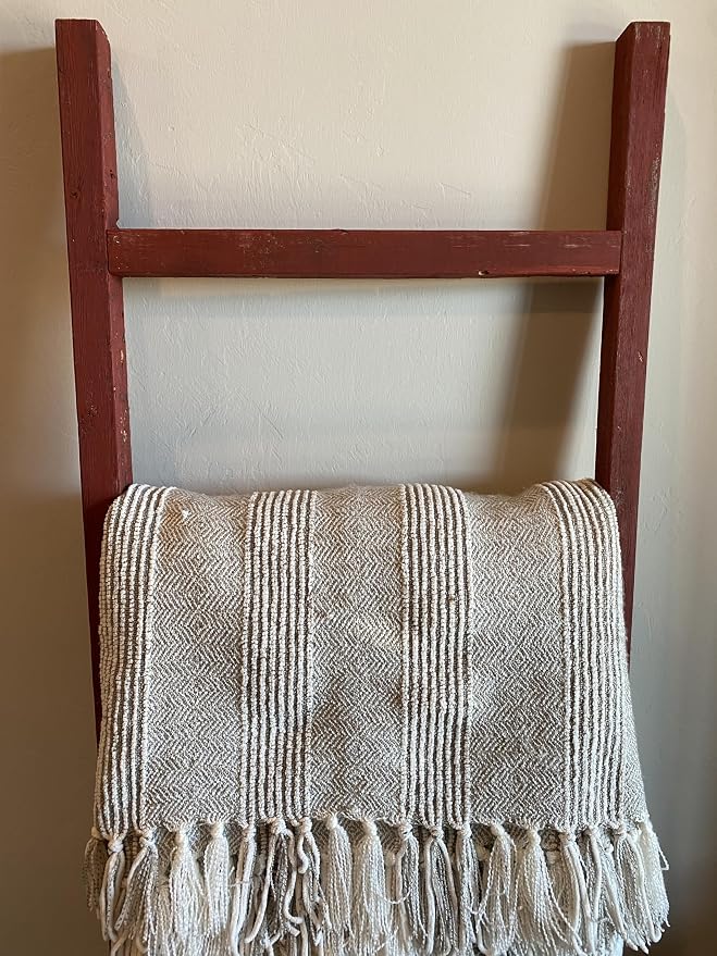 BARNWOODUSA Rustic Farmhouse Decorative Ladder - Our 5 ft Ladder can be Mounted Horizontally or Vertically and is Crafted from Upcycled Wood No Assembly Required Rustic Red