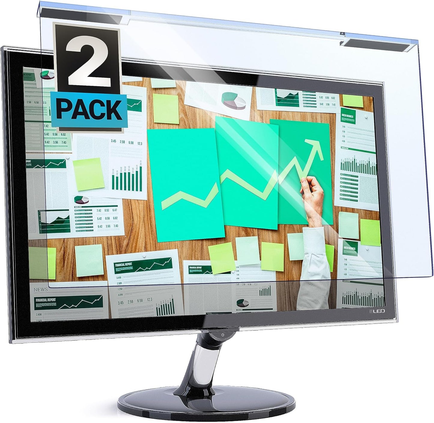 VINTEZ Blue Light Screen Protector for 21.5 Inch Computer Monitor and Laptop – Anti-UV Blue Light Blocking Film for Desktop PC, Eye Protection Filter, 19.3" x 11.3", 2 Pack