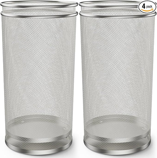 19.5" H Mesh Umbrella Stand - Ventilated Mesh Umbrella Holder for Entryway - Extra Capacity Storage for Umbrellas Canes & More - Freestanding Indoor Organizer 10.4" L x 10.4" W x 19.5" H - 4P Silver