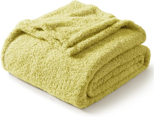 Exclusivo Mezcla Fleece Twin Size Bed Blanket, Ultra Soft, Lightweight and Fuzzy Light Green Blanket for Women, Home Decor, 60x80 Inches